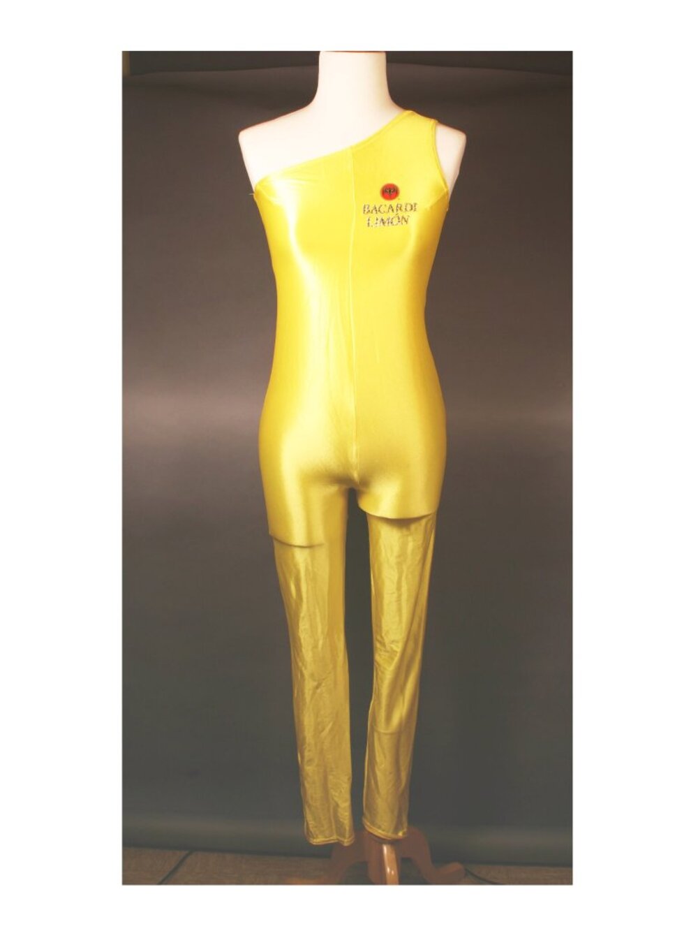 Bacardi Limon bright yellow One Shoulder Lycra  Unitard - Small/Medium NWOT